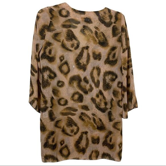 Faith Animal Print Beaded Chiffon Sheer V-Neck Tunic Blouse Size Medium - Picture 3 of 10